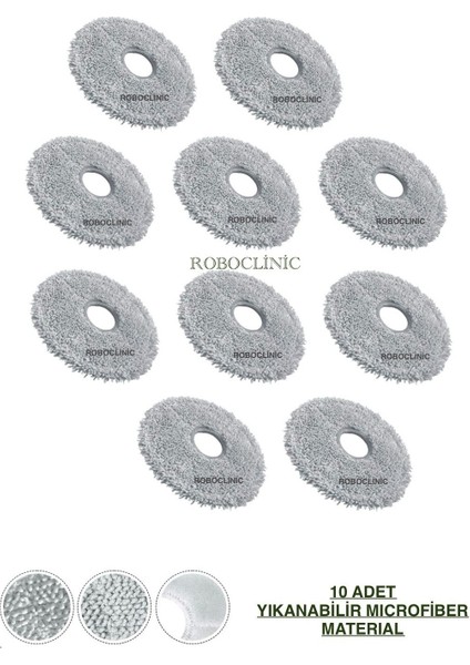 Xiaomi Robot Vacuum S10+ / S10 Plus Robot Süpürge Uyumlu Yedek Mop 10 Parça