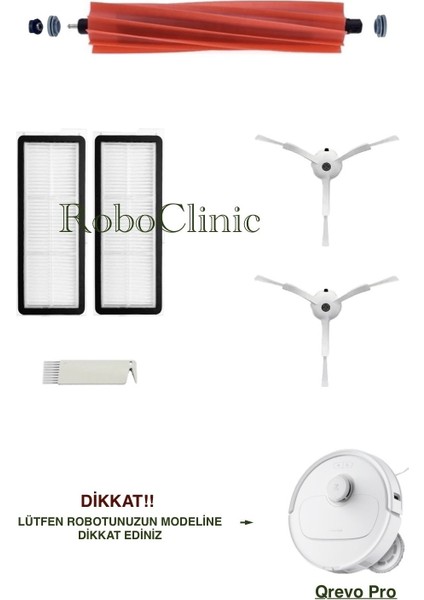 Roborock Qrevo Pro Yedek Ana Fırça, Yan Fırça, Hepa Filtre - 6 Parça