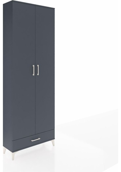 Arges Dolap 6 Raflı Tek Çekmeceli 2 Kapaklı 88X30X243 Antrasit-Antrasit fiyatları