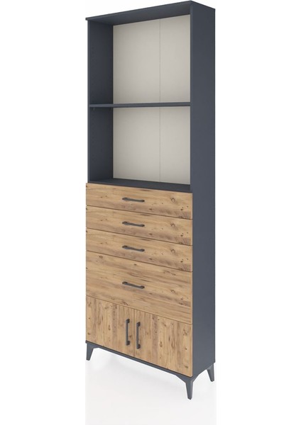 Arges Dolap 2 Raflı 4 Çekmeceli 2 Kapaklı 88X30X243 Antrasit-Çam modelleri