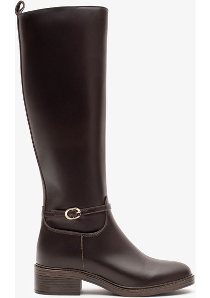 Manila Kahverengi Deri Kadın Çizme