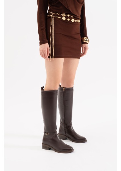 Manila Kahverengi Deri Kadın Çizme fiyatları