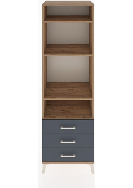 Hyperion Dolap 4 Raflı 3 Çekmeceli 60X44X195 Çam-Antrasit