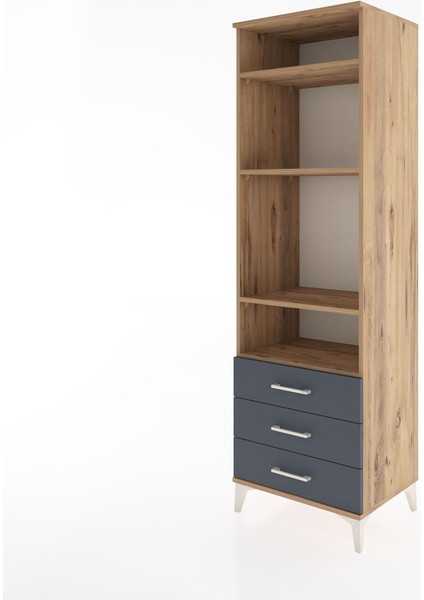Hyperion Dolap 4 Raflı 3 Çekmeceli 60X44X195 Çam-Antrasit modelleri