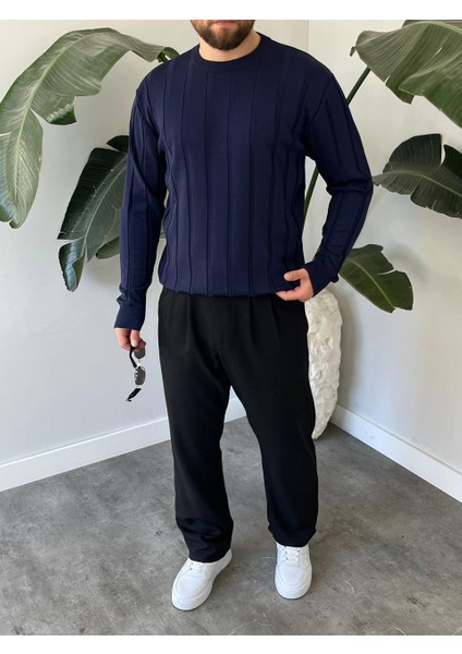 Bayaygun 6350 Fitilli Bisiklet Yaka Kazak_lacivert