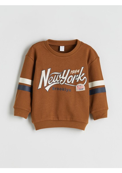 Yeni Sezon Bisiklet Yaka Baskılı Uzun Kollu Erkek Bebek Sweatshirt modelleri