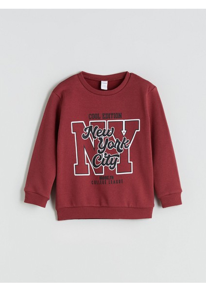 Yeni Sezon Bisiklet Yaka Baskılı Erkek Çocuk Sweatshirt 2'li fiyatları