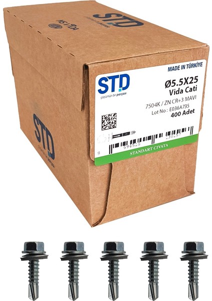 Std Trapez Çatı Vidası 5,5X25 / 400 Adet