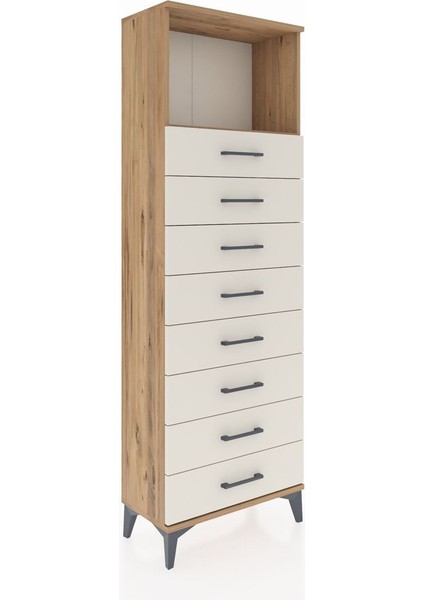 Arges Dolap Tek Raflı 8 Çekmeceli 60X30X182 Çam-Aytaşı fiyatları