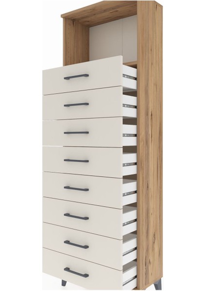 Arges Dolap Tek Raflı 8 Çekmeceli 60X30X182 Çam-Aytaşı indirimleri