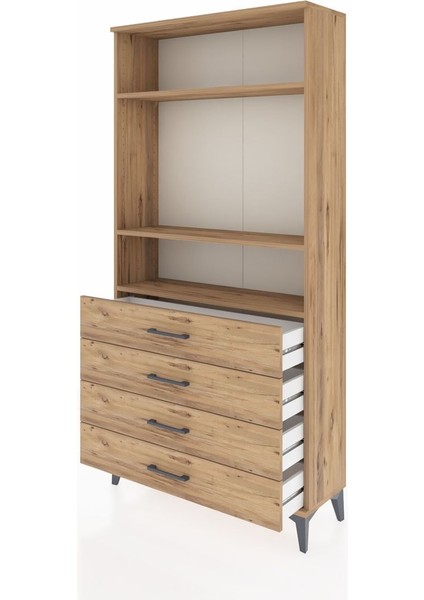 Arges Dolap 3 Raflı 4 Çekmeceli 88X30X182 Çam-Çam fırsatları