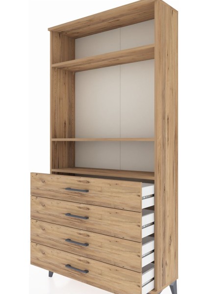 Arges Dolap 3 Raflı 4 Çekmeceli 88X30X182 Çam-Çam indirimleri