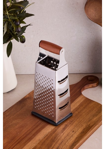 Grattugia Akasya Saplı Rende 20 cm Silikon Tabanlı 4 Yüzeyli Peynir ve Sebze Rendesi fiyatları