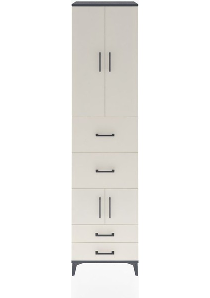 Hyperion Dolap 4 Raflı 4 Çekmeceli 4 Kapaklı 60X44X243 Antrasit-Aytaşı