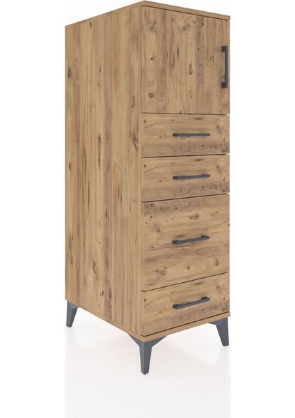 Kronos Dolap Tek Raflı 4 Çekmeceli Tek Kapaklı 44X59X134 Çam-Çam fiyatları