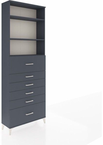 Arges Dolap 3 Raflı 6 Çekmeceli 88X30X243 Antrasit-Antrasit fiyatları