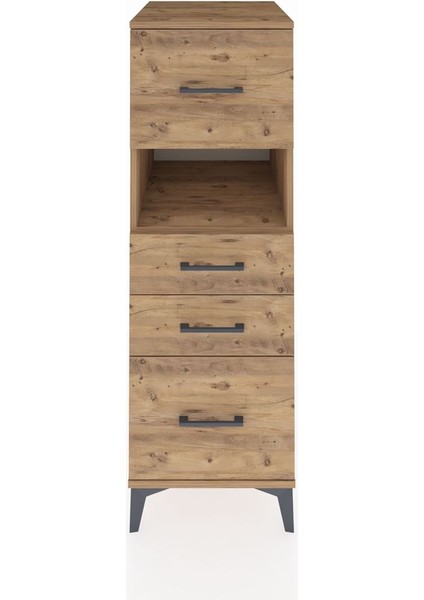 Kronos Dolap Tek Raflı 4 Çekmeceli 44X59X134 Çam-Çam
