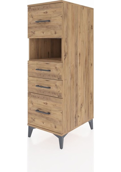 Kronos Dolap Tek Raflı 4 Çekmeceli 44X59X134 Çam-Çam modelleri