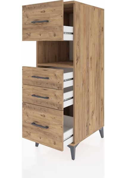 Kronos Dolap Tek Raflı 4 Çekmeceli 44X59X134 Çam-Çam fırsatları