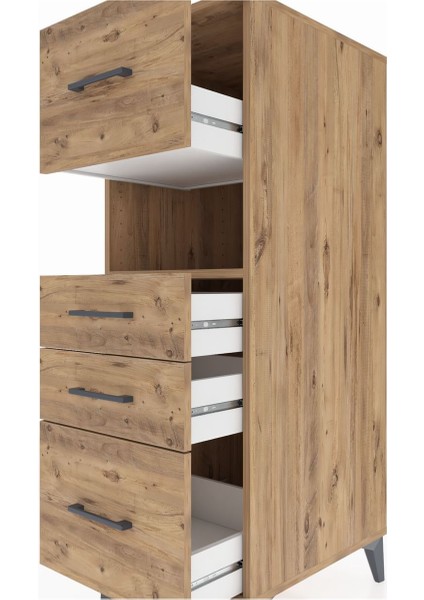 Kronos Dolap Tek Raflı 4 Çekmeceli 44X59X134 Çam-Çam indirimleri
