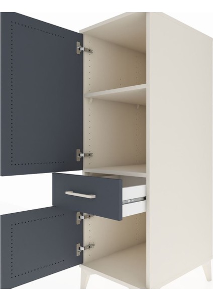 Kronos Dolap 2 Raflı Tek Çekmeceli 2 Kapaklı 44X59X134 Aytaşı-Antrasit indirimleri