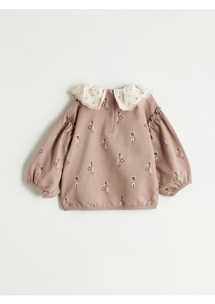 Yeni Sezon Bisiklet Yaka Çiçekli Kız Bebek Sweatshirt modelleri