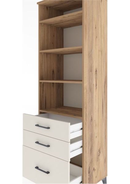 Hyperion Dolap 4 Raflı 3 Çekmeceli 60X44X195 Çam-Aytaşı indirimleri