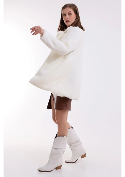 Kadın Astarlı Çift Cepli Suni Peluş Kürk Yumoş Ceket fiyatları