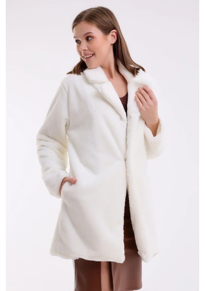 Kadın Astarlı Çift Cepli Suni Peluş Kürk Yumoş Ceket fırsatları