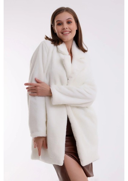 Kadın Astarlı Çift Cepli Suni Peluş Kürk Yumoş Ceket indirimleri