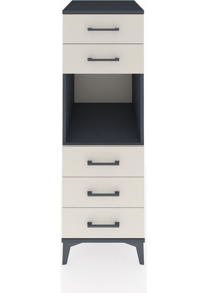 Kronos Dolap Tek Raflı 5 Çekmeceli 44X59X134 Antrasit-Aytaşı