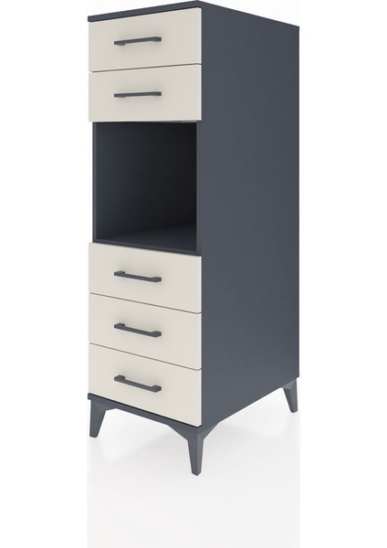 Kronos Dolap Tek Raflı 5 Çekmeceli 44X59X134 Antrasit-Aytaşı modelleri