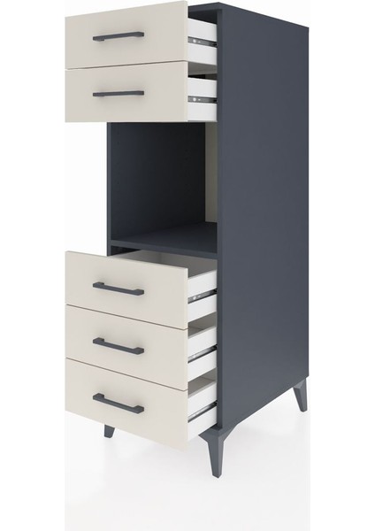 Kronos Dolap Tek Raflı 5 Çekmeceli 44X59X134 Antrasit-Aytaşı fırsatları