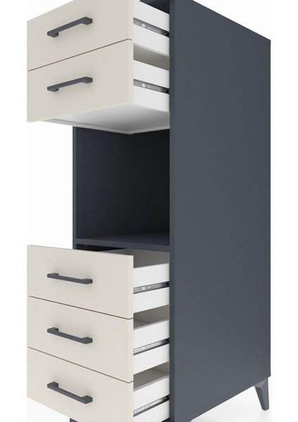 Kronos Dolap Tek Raflı 5 Çekmeceli 44X59X134 Antrasit-Aytaşı indirimleri