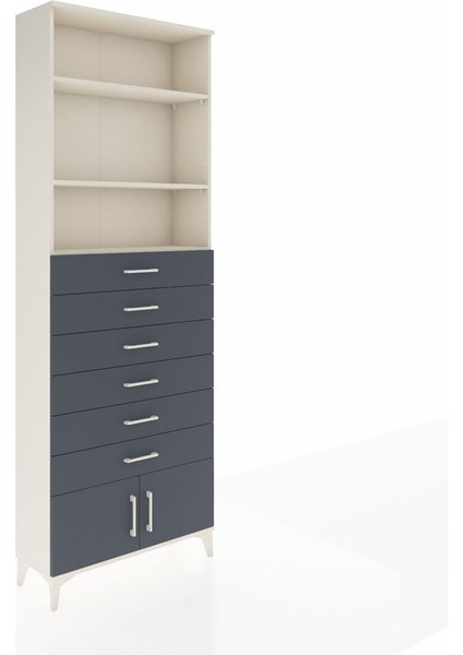Arges Dolap 3 Raflı 6 Çekmeceli 2 Kapaklı 88X30X243 Aytaşı-Antrasit fiyatları