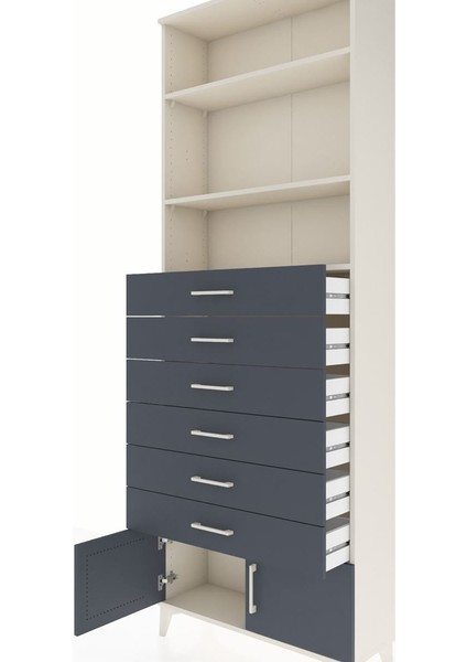 Arges Dolap 3 Raflı 6 Çekmeceli 2 Kapaklı 88X30X243 Aytaşı-Antrasit indirimleri