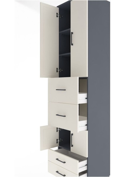 Hyperion Dolap 4 Raflı 4 Çekmeceli 4 Kapaklı 60X44X243 Antrasit-Aytaşı indirimleri