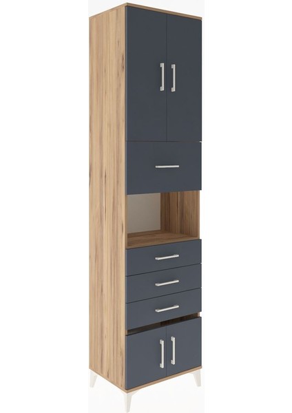 Hyperion Dolap 3 Raflı 4 Çekmeceli 4 Kapaklı 60X44X243 Çam-Antrasit fiyatları