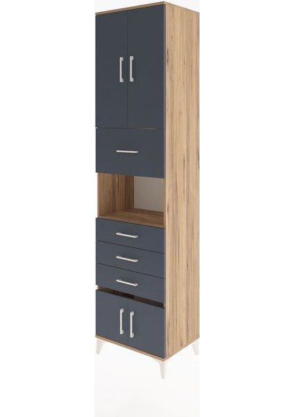 Hyperion Dolap 3 Raflı 4 Çekmeceli 4 Kapaklı 60X44X243 Çam-Antrasit modelleri
