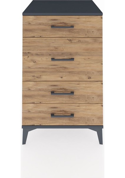 Kronos Komodin 4 Çekmeceli 60X59X96 Antrasit-Çam