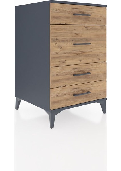 Kronos Komodin 4 Çekmeceli 60X59X96 Antrasit-Çam fiyatları