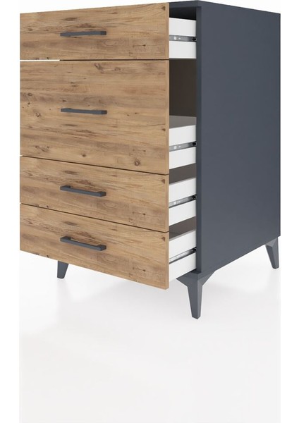 Kronos Komodin 4 Çekmeceli 60X59X96 Antrasit-Çam fırsatları