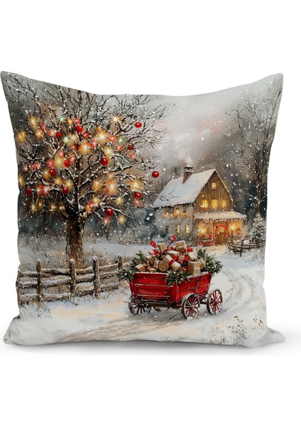 Yılbaşı Serisi Çift Tarafı Dijital Baskılı Kırlent Kılıfı (Christmas Noel Cushion Cover)