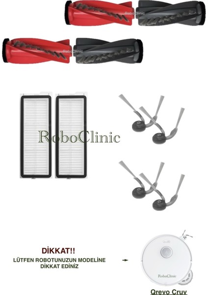 Roborock Q revo Curv (Curve) Robot Süpürge Uyumlu Yedek Fırça, Hepa Filtre - 10 Parça