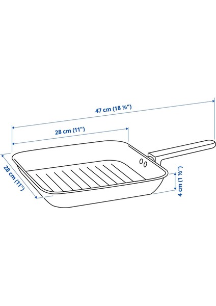 Mıddagsmat Izgara Tavası Paslanmaz Çelik 28 x 28 cm Yapışmaz Kaplama fiyatları