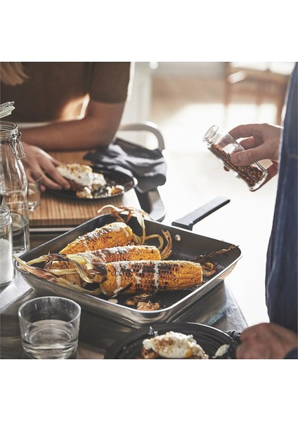 Mıddagsmat Izgara Tavası Paslanmaz Çelik 28 x 28 cm Yapışmaz Kaplama