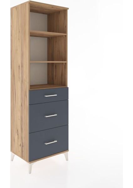 Hyperion Dolap 3 Raflı 3 Çekmeceli 60X44X195 Çam-Antrasit fiyatları
