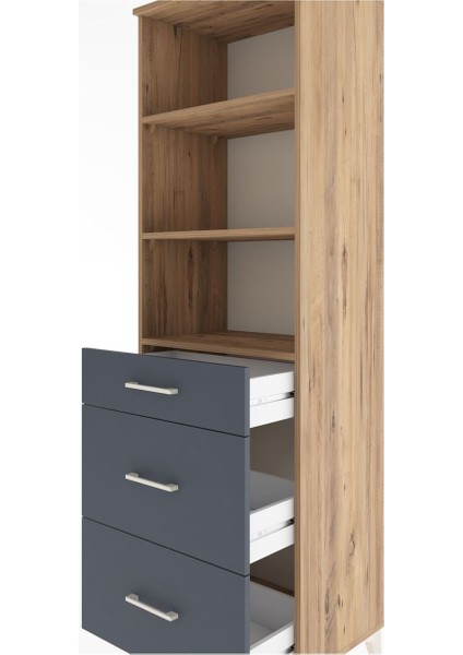 Hyperion Dolap 3 Raflı 3 Çekmeceli 60X44X195 Çam-Antrasit indirimleri