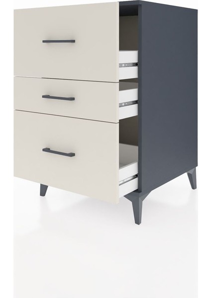 Kronos Komodin 3 Çekmeceli 60X59X96 Antrasit-Aytaşı fırsatları