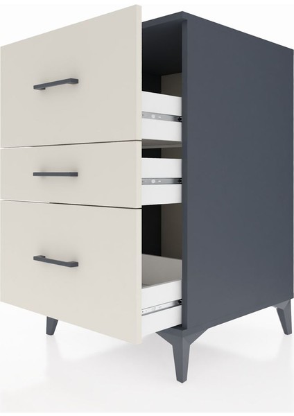 Kronos Komodin 3 Çekmeceli 60X59X96 Antrasit-Aytaşı indirimleri